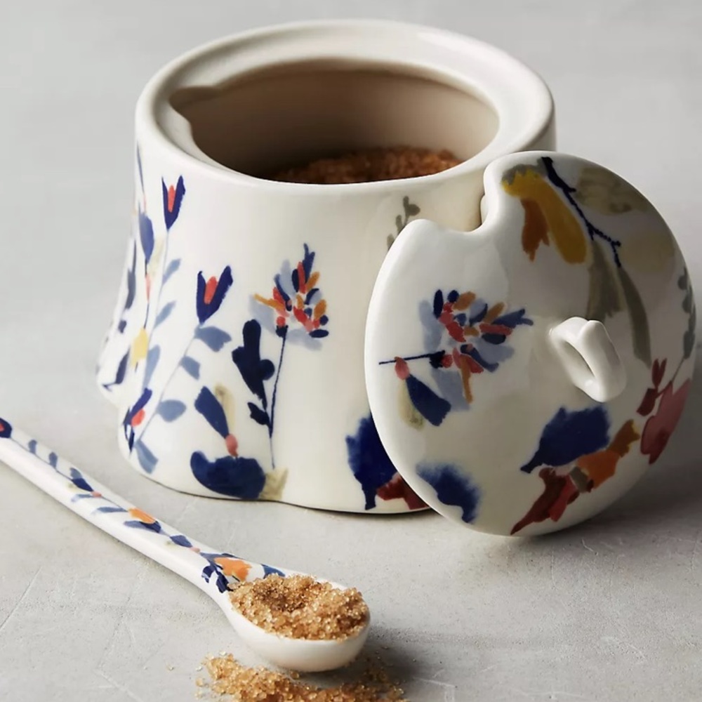 Anthropologie Wildflower Study Sugar Pot